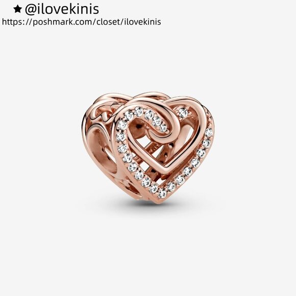 Pandora Sparkling Entwined Hearts Charm - Picture 1 of 6